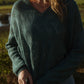 Alpaca Brenda Lace Knit Pullover in Teal