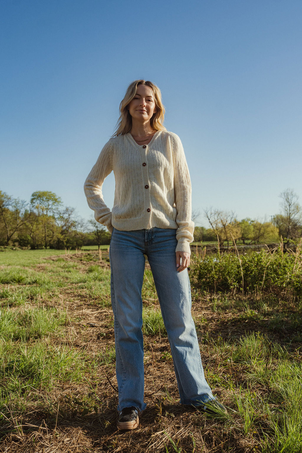 Alpaca Robbi Cardigan Sweater in Beige Made to Order