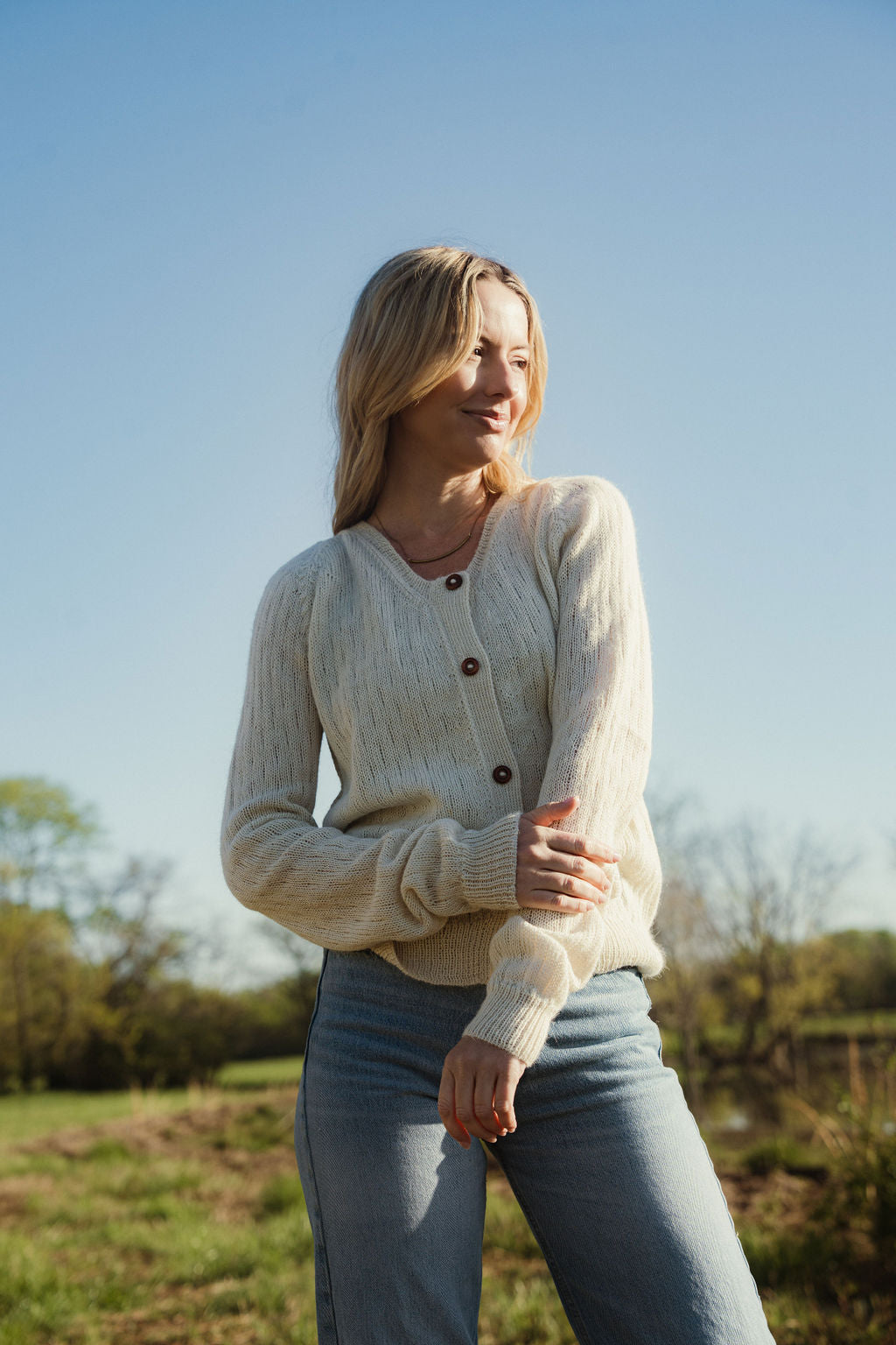 Alpaca Robbi Cardigan Sweater in Beige Made to Order