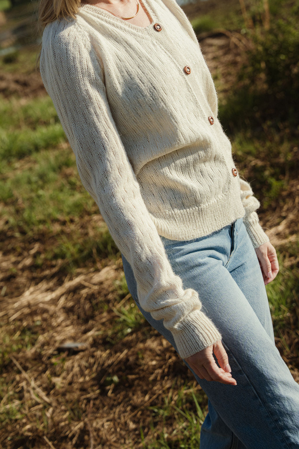 Alpaca Robbi Cardigan Sweater in Beige Made to Order