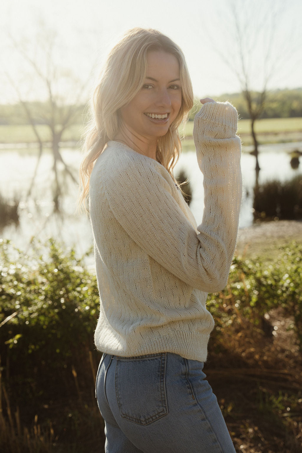 Alpaca Robbi Cardigan Sweater in Beige Made to Order