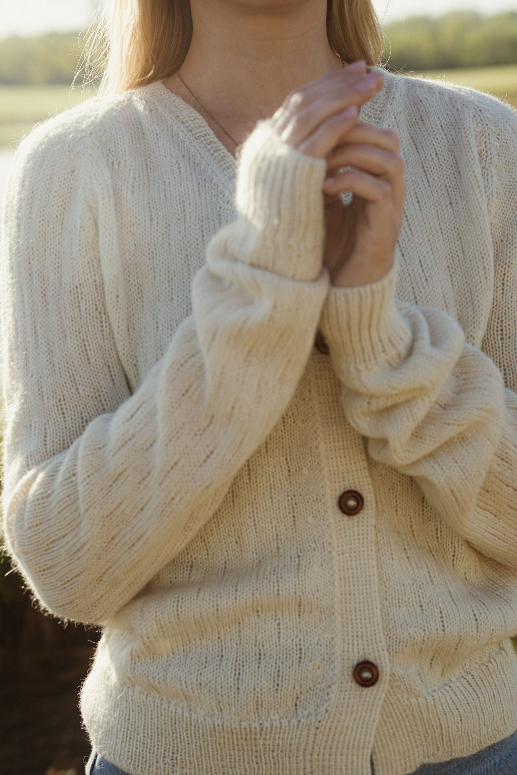 Alpaca Robbi Cardigan Sweater in Beige Made to Order