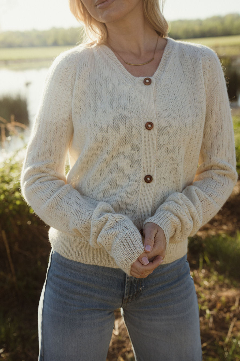 Alpaca Robbi Cardigan Sweater in Beige Made to Order