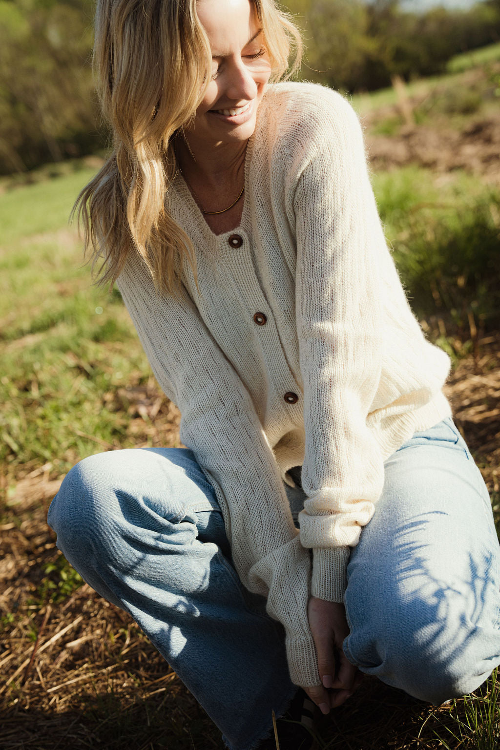 Alpaca Robbi Cardigan Sweater in Beige Made to Order