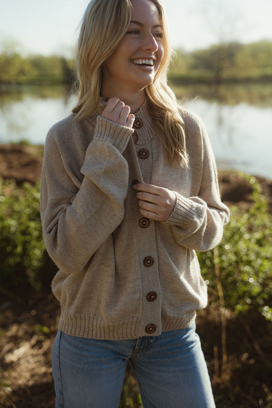 Alpaca Chrishell Cardigan in Beige Made to Order