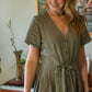 June Dress Short Sleeves in Sage Green Linen/Cotton