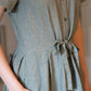 June Dress Short Sleeves in Sage Green Linen/Cotton
