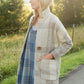 Portuguese Wool Pieper Coat in Cream and Brown Plaid - XL Left