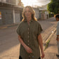 Paige Handwoven Cotton Relaxed Shirt Dress in Green Gingham