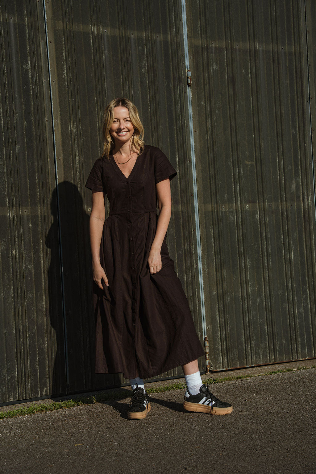 June Dress in Dark Brown - S Left