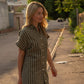 Paige Handwoven Cotton Relaxed Shirt Dress in Green Gingham