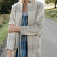 Portuguese Wool Pieper Coat in Cream and Brown Plaid - XL Left