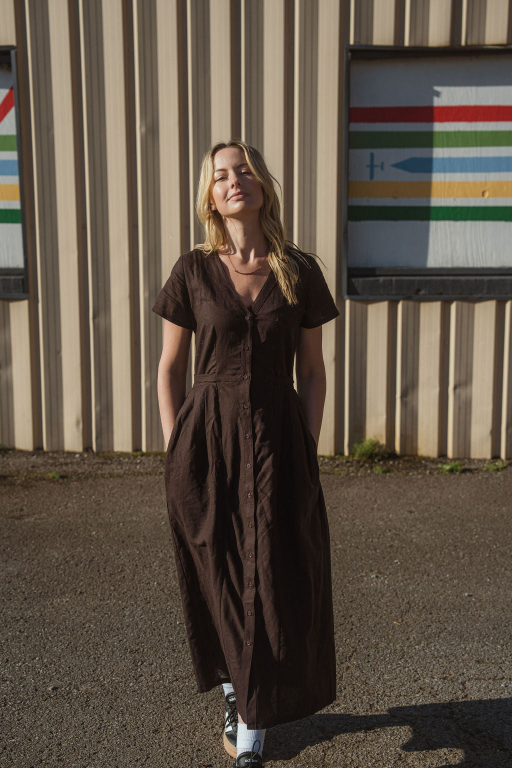 June Dress in Dark Brown - S Left