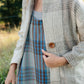 Portuguese Wool Pieper Coat in Cream and Brown Plaid Made to Order