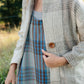 Portuguese Wool Pieper Coat in Cream and Brown Plaid - XL Left