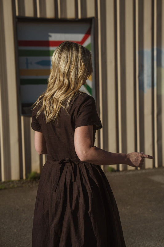 June Dress in Dark Brown
