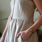 Mia Linen Dress in Cream Plaid Linen