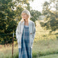 Portuguese Wool Pieper Coat in Cream and Brown Plaid Made to Order