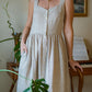 Mia Linen Dress in Cream Plaid Linen