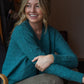 Alpaca Brenda Lace Knit Pullover in Teal