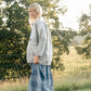 Portuguese Wool Pieper Coat in Cream and Brown Plaid Made to Order