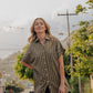 Paige Handwoven Cotton Relaxed Shirt Dress in Green Gingham