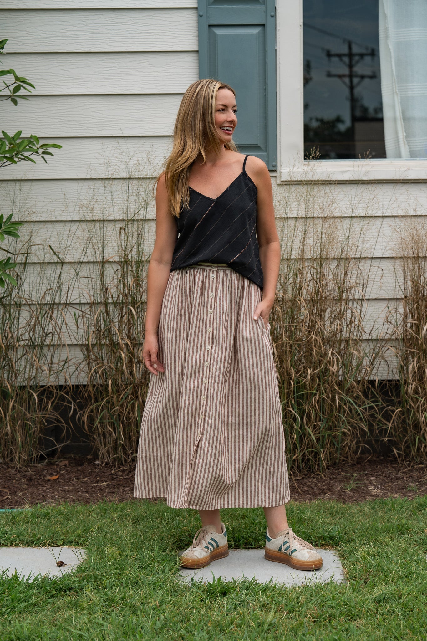 Perry Gathered Midi Skirt