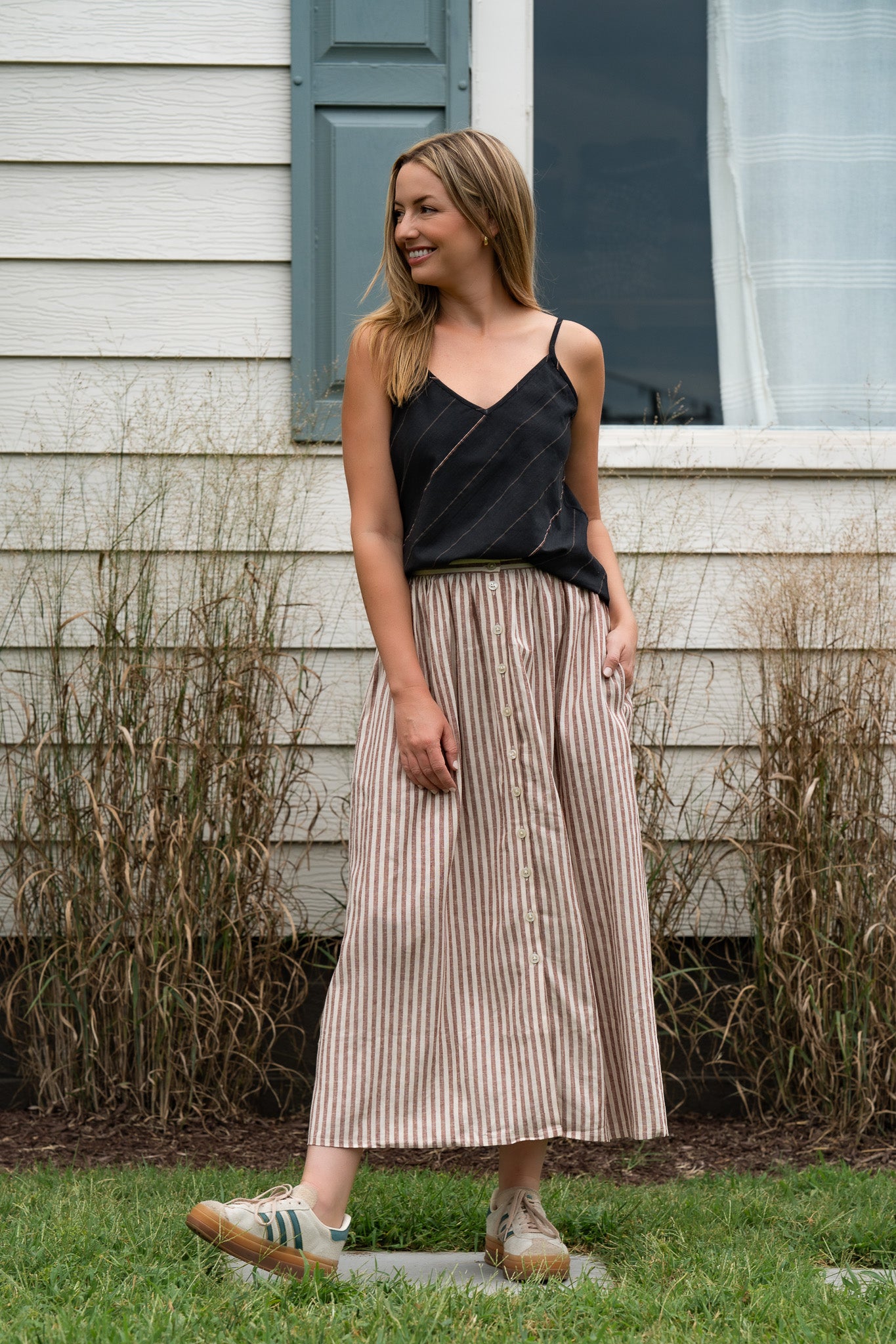 Perry Gathered Midi Skirt