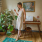 Mia Linen Dress in Cream Plaid Linen