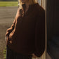 Edith Mohair Pullover Henley Sweater in Rust Brown Made to Order