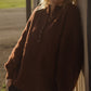 Edith Mohair Pullover Henley Sweater in Rust Brown Made to Order