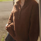 Edith Mohair Pullover Henley Sweater in Rust Brown Made to Order