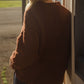Edith Mohair Pullover Henley Sweater in Rust Brown Made to Order