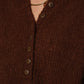 Edith Mohair Pullover Henley Sweater in Rust Brown Made to Order