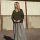 Cara Ribbed Cardigan in Nettle Allo and Cotton Dark Green Made to Order