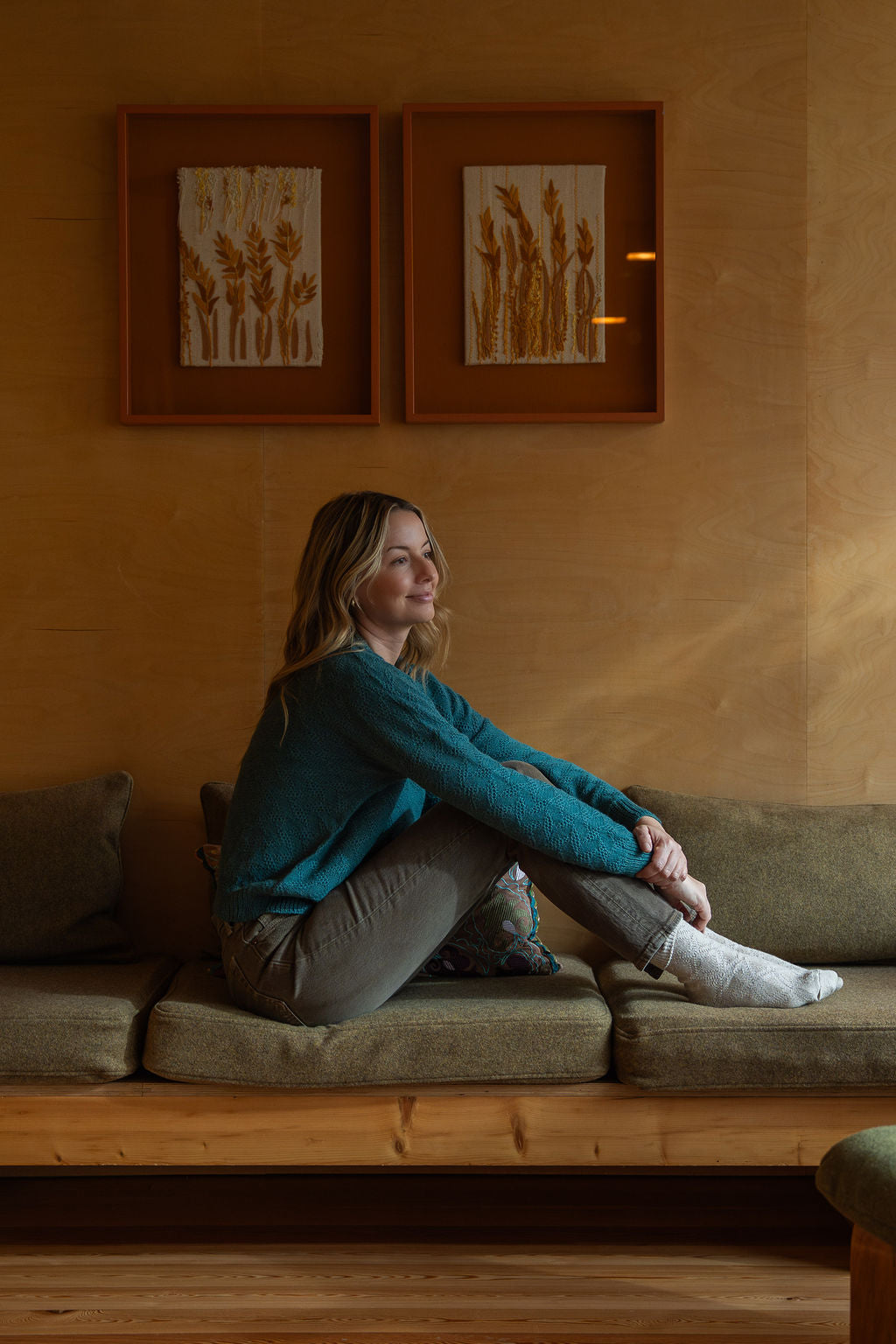 Alpaca Brenda Lace Knit Pullover in Teal