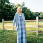 Portuguese Wool Pieper Coat in Cobalt and Cream Herringbone - L and XL Left