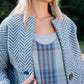 Portuguese Wool Pieper Coat in Cobalt and Cream Herringbone Made to Order