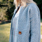 Portuguese Wool Pieper Coat in Cobalt and Cream Herringbone Made to Order