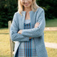 Portuguese Wool Pieper Coat in Cobalt and Cream Herringbone - L and XL Left