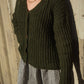 Cara Ribbed Cardigan in Nettle Allo and Cotton Dark Green Made to Order
