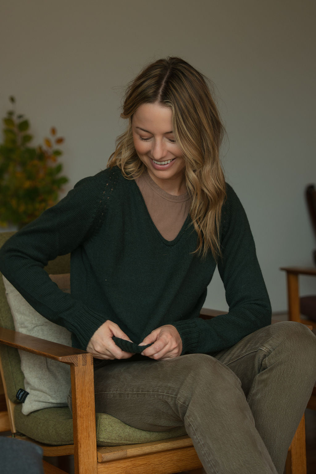 Georgia Pullover Sweater in Dark Green
