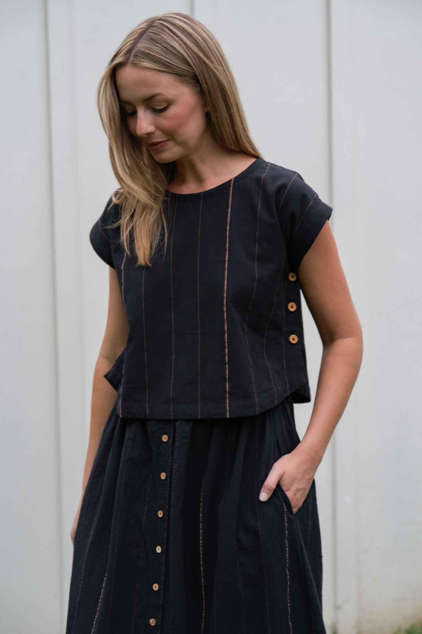 Katie Handwoven Cotton Set in Black
