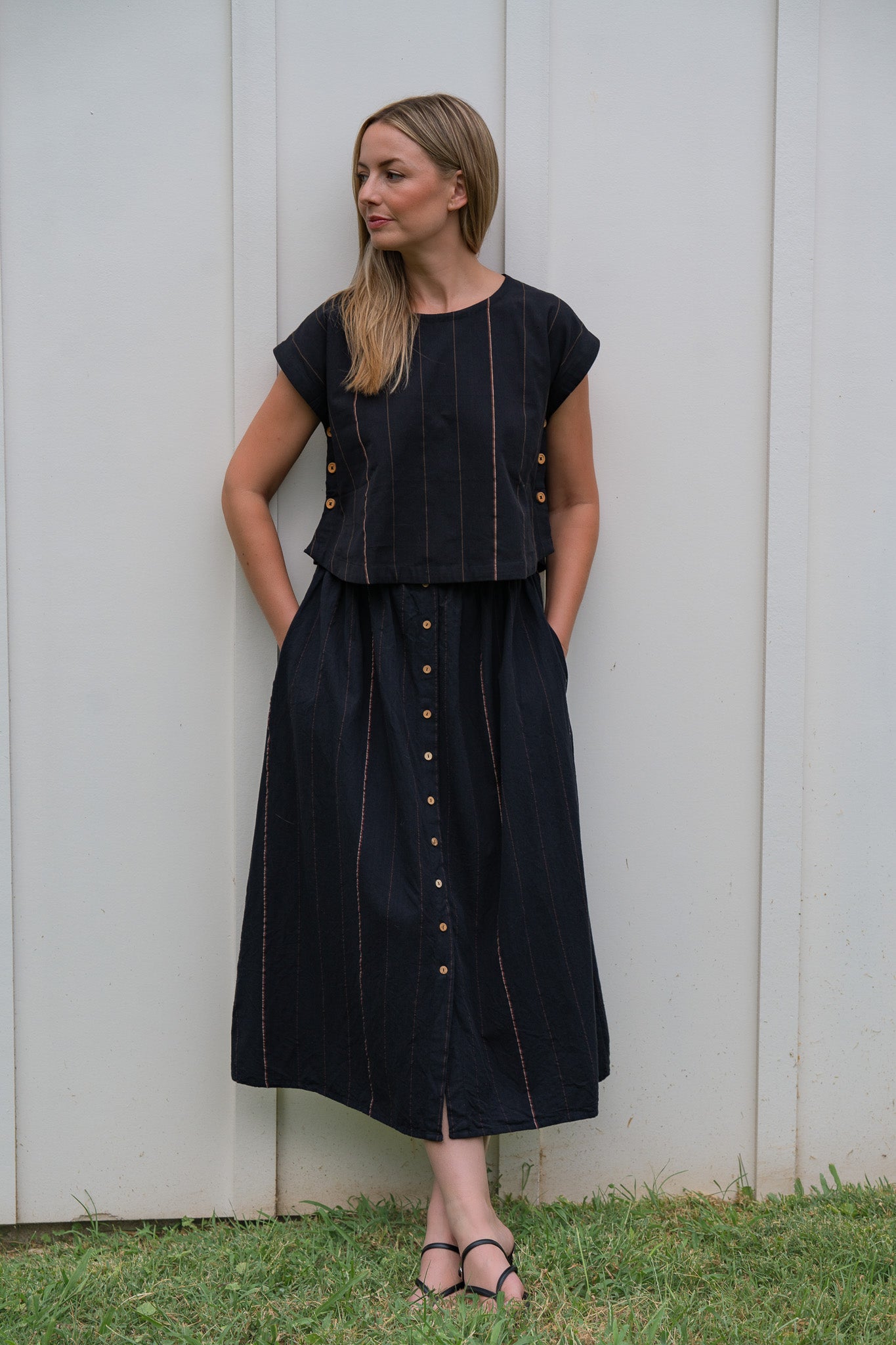 Katie Handwoven Cotton Set in Black