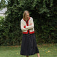 Perry Gathered Midi Skirt in Black Handwoven Cotton
