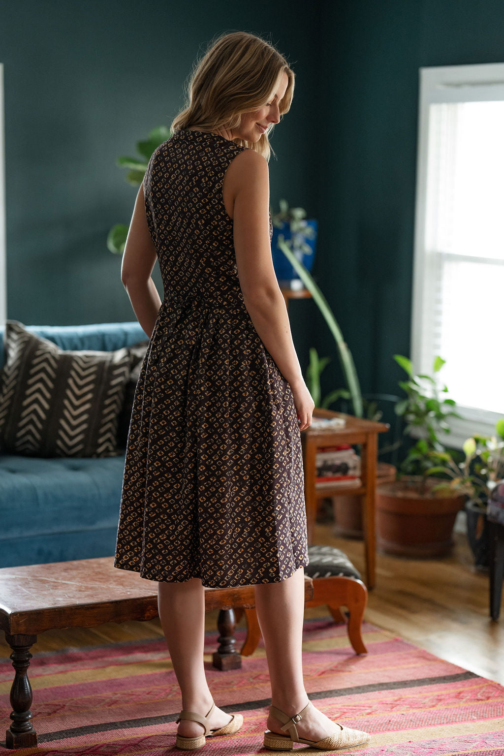 June Dress in Plum Tie Dye Linen