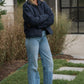 Jamie Linen Quilted Jacket in Navy