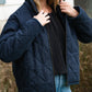 Jamie Linen Quilted Jacket in Navy