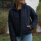 Jamie Linen Quilted Jacket in Navy