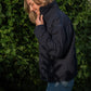 Jamie Linen Quilted Jacket in Navy